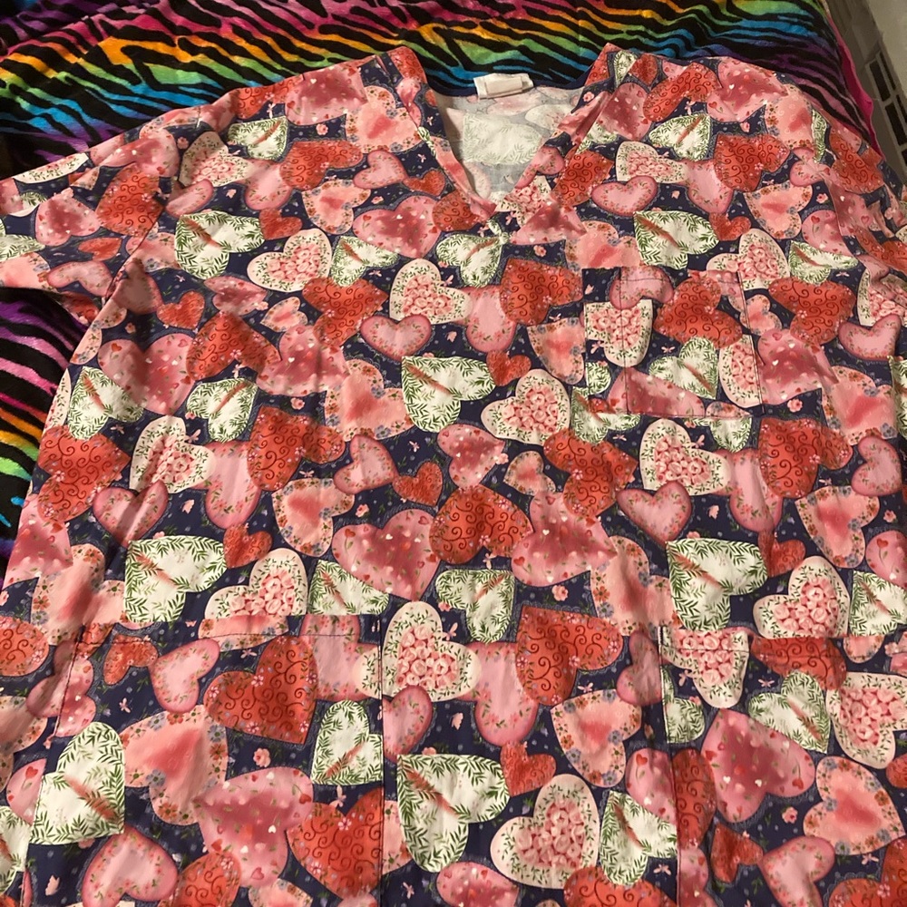 Valentines scrub top